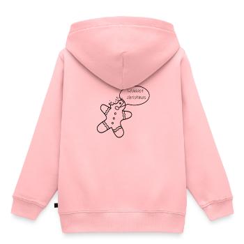 Bonhomme en pain d'épice de Noël - Sweat Premium à capuche enfant bio - rose - Dos - AI Model Kid Female (0cm)
