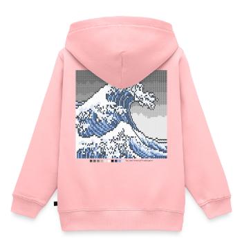 La grande vague au large de Knittingawa - Sweat Premium à capuche enfant bio - rose - Dos - AI Model Kid Female (0cm)