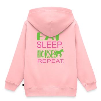 Manger des chevaux de sommeil répètent - Sweat Premium à capuche enfant bio - rose - Dos - AI Model Kid Female (0cm)