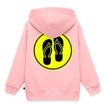 Icône Tongs - Sweat Premium à capuche enfant bio - rose - Dos - AI Model Kid Female (0cm)