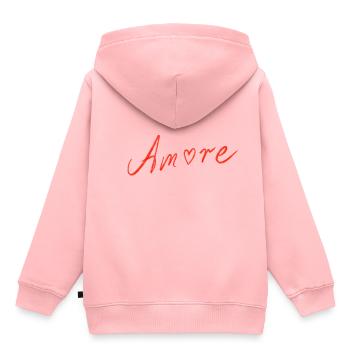 Liebe - Kinder Premium Organic Hoodie - Rosa - Hinten - AI Model Kid Female (0cm)