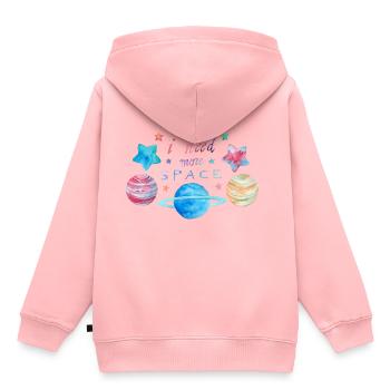 Ich benötige mehr Raum - Kinder Premium Organic Hoodie - Rosa - Hinten - AI Model Kid Female (0cm)