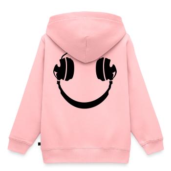 Smiley Headphone - Kinder Premium Organic Hoodie - Rosa - Hinten - AI Model Kid Female (0cm)