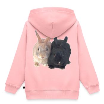 Lapins noir brun - Sweat Premium à capuche enfant bio - rose - Dos - AI Model Kid Female (0cm)