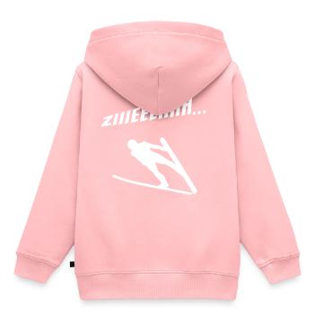 Skispringer Zieh - Kinder Premium Organic Hoodie - Rosa - Hinten - AI Model Kid Female (0cm)