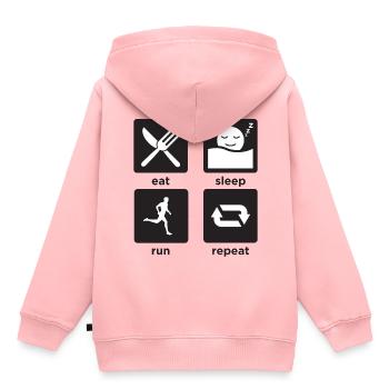 Run Run Run - Sweat Premium à capuche enfant bio - rose - Dos - AI Model Kid Female (0cm)