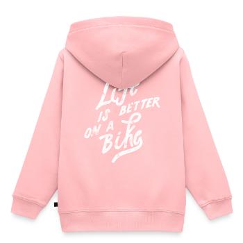 Fahrrad radfahren spruch - Kinder Premium Organic Hoodie - Rosa - Hinten - AI Model Kid Female (0cm)