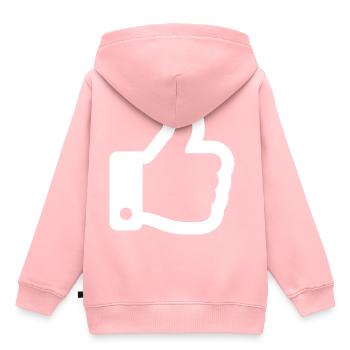 Thumbs Up White - Kinder Premium Organic Hoodie - Rosa - Hinten - AI Model Kid Female (0cm)