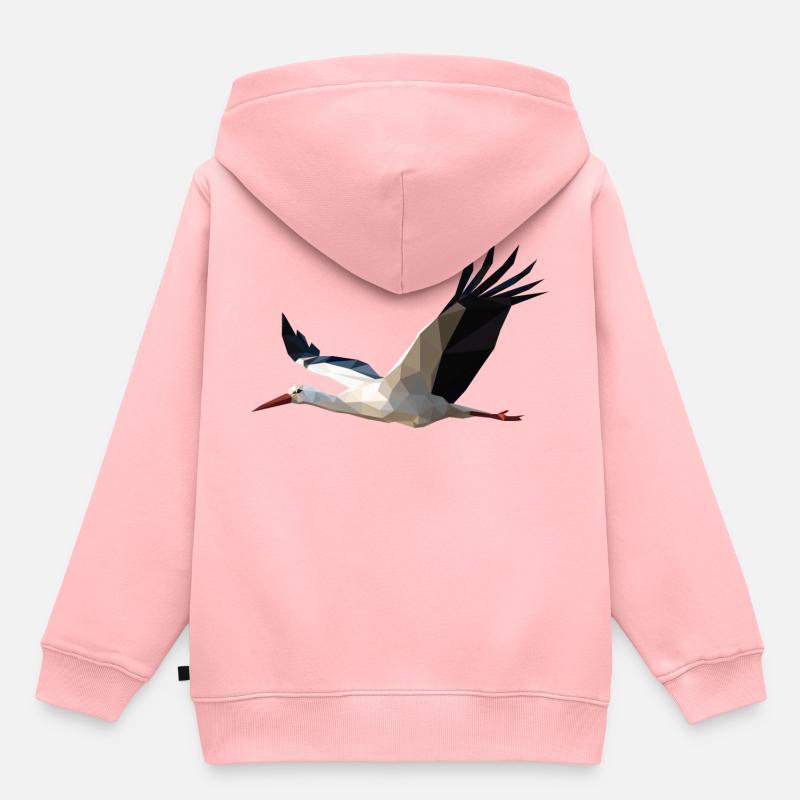 cigogne - Sweat Premium à capuche enfant bio - rose