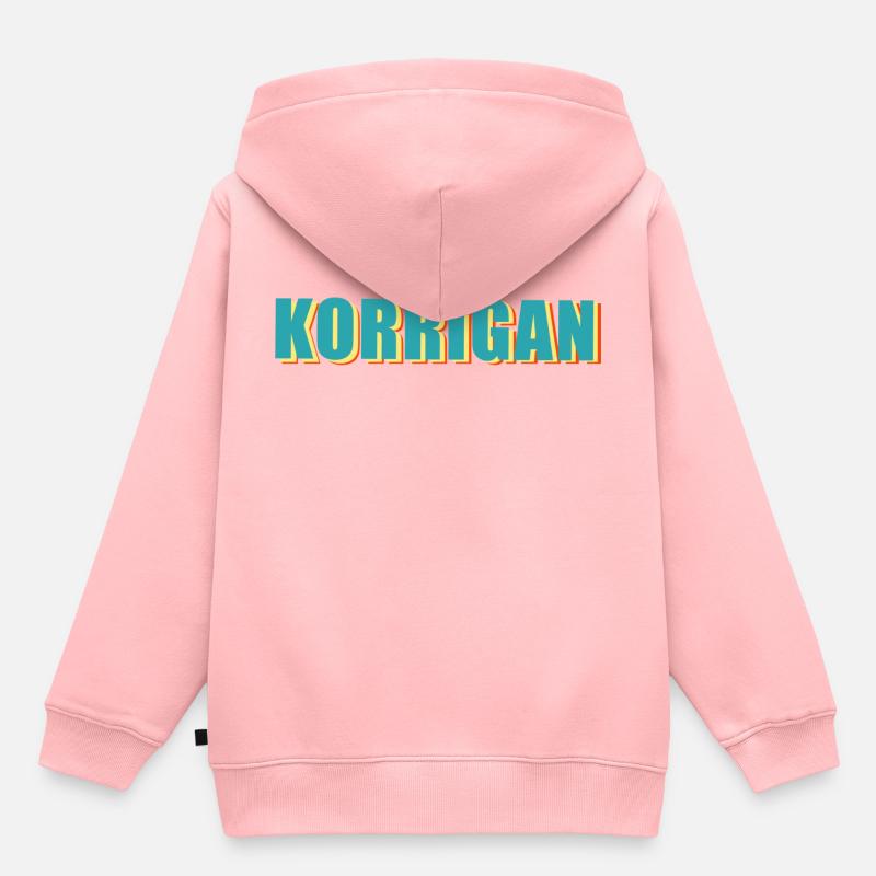 Korrigan rétro - Sweat Premium à capuche enfant bio - rose