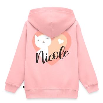 Nicole Nom Prénom Chaton - Sweat Premium à capuche enfant bio - rose - Dos - AI Model Kid Female (0cm)