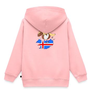 Poney islandais Kjarkur - Sweat Premium à capuche enfant bio - rose - Dos - AI Model Kid Female (0cm)