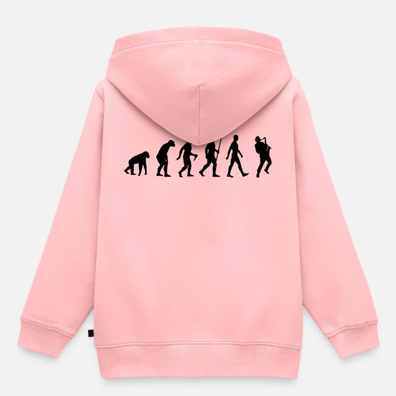Saxophon, Saxophone, Musik, Instrument, Evolution - Kinder Premium Organic Hoodie - Rosa