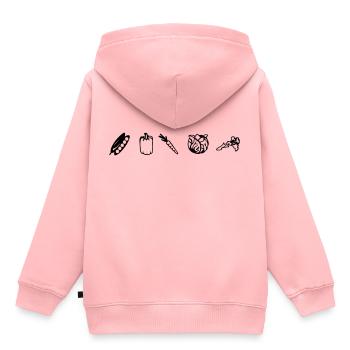 Veggies, Vegetarian, Vegan (cheap!) - Sweat Premium à capuche enfant bio - rose - Dos - AI Model Kid Female (0cm)