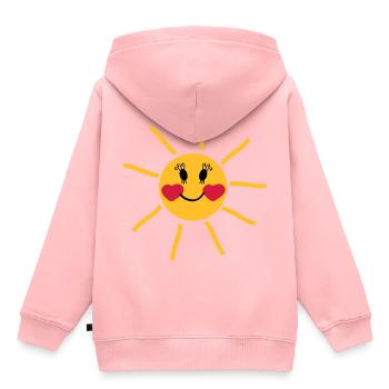 lachende Sonne mit Wangen in Herzform - Kinder Premium Organic Hoodie - Rosa - Hinten - AI Model Kid Female (0cm)