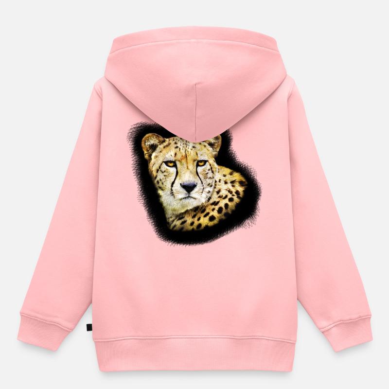 guépard - Sweat Premium à capuche enfant bio - rose