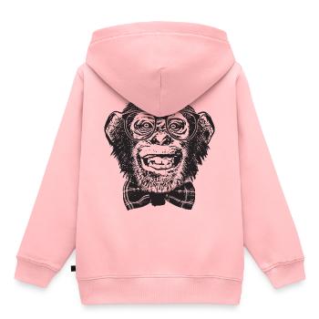 Singe nerd - Sweat Premium à capuche enfant bio - rose - Dos - AI Model Kid Female (0cm)