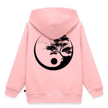 Arbre Ying Yang - Sweat Premium à capuche enfant bio - rose - Dos - AI Model Kid Female (0cm)