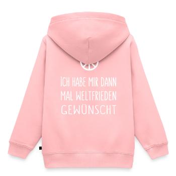 Ich habe mir dann mal Weltfrieden gewünscht 2 - Kinder Premium Organic Hoodie - Rosa - Hinten - AI Model Kid Female (0cm)
