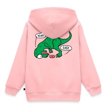 T-REX trying to eat a donuts T-shirt - Kids Premium Organic Hoodie - rose - Back - AI Model Kid Female (0cm)