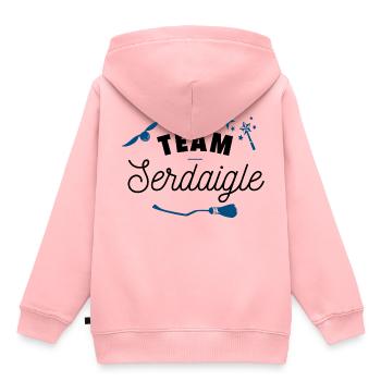 Team Serdaigle - Sweat Premium à capuche enfant bio - rose - Dos - AI Model Kid Female (0cm)