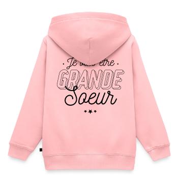 Je vais être grande sœur - Sweat Premium à capuche enfant bio - rose - Dos - AI Model Kid Female (0cm)