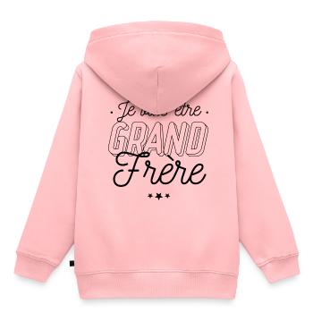 Je vais être grand frère - Sweat Premium à capuche enfant bio - rose - Dos - AI Model Kid Female (0cm)