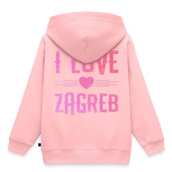 I Love Zagreb - Kinder Premium Organic Hoodie - Rosa - Hinten - AI Model Kid Female (0cm)