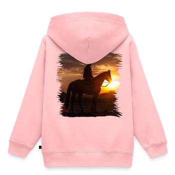 Reiten ist eine alte Tradition - Kinder Premium Organic Hoodie - Rosa - Hinten - AI Model Kid Female (0cm)