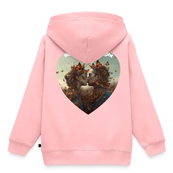 Schmetterlinge im Bauch - Kinder Premium Organic Hoodie - Rosa - Hinten - AI Model Kid Female (0cm)