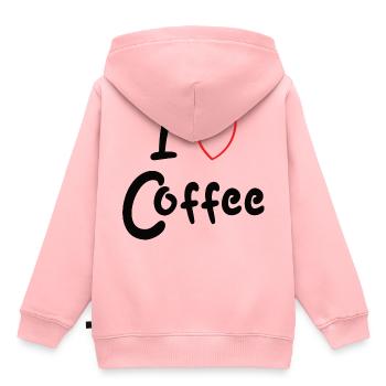 J’adore le café - Sweat Premium à capuche enfant bio - rose - Dos - AI Model Kid Female (0cm)