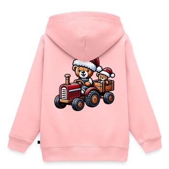 Teddy as Santa Claus with tractor - Kids Premium Organic Hoodie - rose - Back - AI Model Kid Female (0cm)