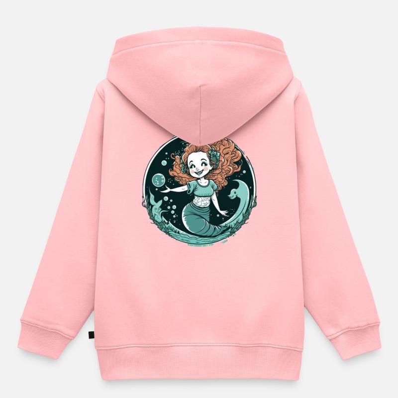 Sirène aux cheveux roux - Sweat Premium à capuche enfant bio - rose