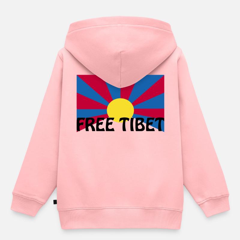 tibet libre - Sweat Premium à capuche enfant bio - rose