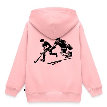 Hockeyspieler und Torwart - Kinder Premium Organic Hoodie - Rosa - Hinten - AI Model Kid Female (0cm)