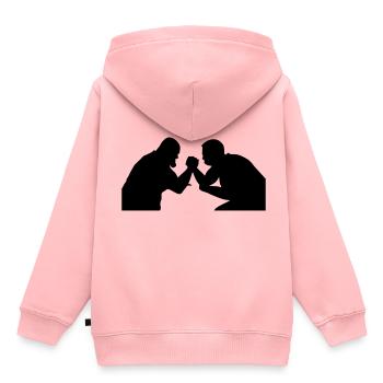 silhouette de lutte bras de fer pauvres - Sweat Premium à capuche enfant bio - rose - Dos - AI Model Kid Female (0cm)
