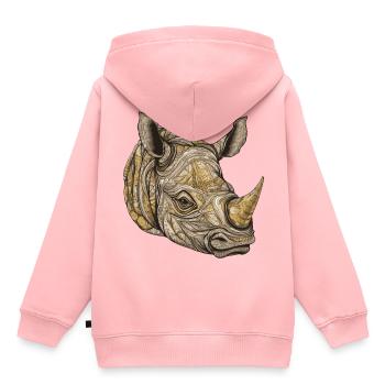Nashorn Portrait - Kinder Premium Organic Hoodie - Rosa - Hinten - AI Model Kid Female (0cm)