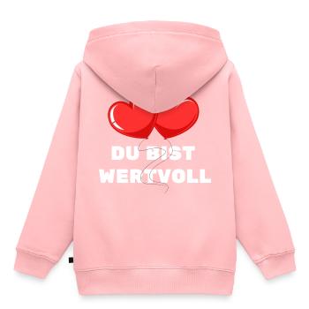 Du bist Wertvoll Herz Luftballon Liebe Zuneigung - Kinder Premium Organic Hoodie - Rosa - Hinten - AI Model Kid Female (0cm)