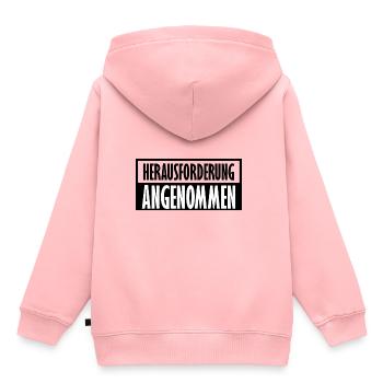 Herausforderung angenommen | Geschenk - Kinder Premium Organic Hoodie - Rosa - Hinten - AI Model Kid Female (0cm)