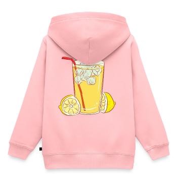 citron lime citron veggie Veggie agrumes - Sweat Premium à capuche enfant bio - rose - Dos - AI Model Kid Female (0cm)