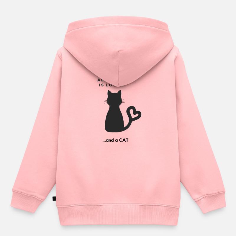 Design Chat doux - Sweat Premium à capuche enfant bio - rose