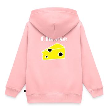 Fromage au fromage - Sweat Premium à capuche enfant bio - rose - Dos - AI Model Kid Female (0cm)
