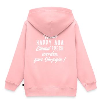 Heute Happy Aua Einmal Frech werden zwei Ohrfeigen - Kinder Premium Organic Hoodie - Rosa - Hinten - AI Model Kid Female (0cm)