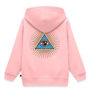 Allsehendes Auge, Dreieck, Pyramide, Vintage, Gott - Kinder Premium Organic Hoodie - Rosa - Hinten - AI Model Kid Female (0cm)