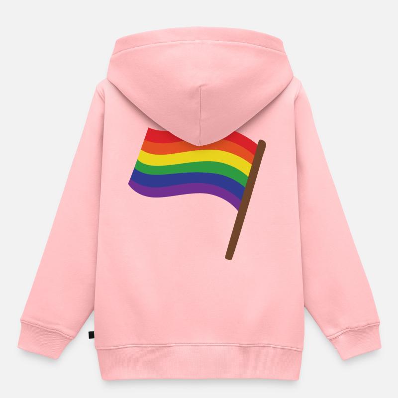 Bannière arc-en-ciel | Idée de cadeau | LGBT - Sweat Premium à capuche enfant bio - rose