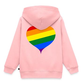 Les Rainbow hearts) - Sweat Premium à capuche enfant bio - rose - Dos - AI Model Kid Female (0cm)