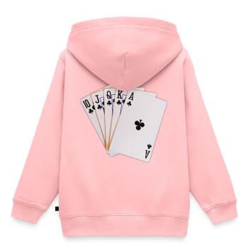 Poker, Royal Flush Kreuz. Geschenkidee - Kinder Premium Organic Hoodie - Rosa - Hinten - AI Model Kid Female (0cm)