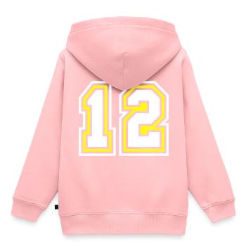 Symbole de 12 chiffres - Sweat Premium à capuche enfant bio - rose - Dos - AI Model Kid Female (0cm)