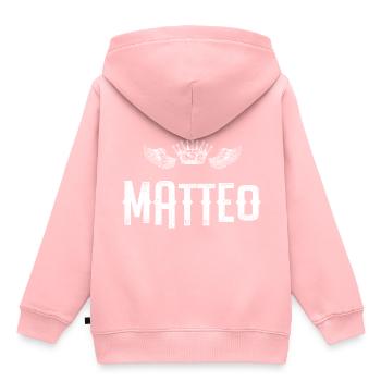 Matteo - Kinder Premium Organic Hoodie - Rosa - Hinten - AI Model Kid Female (0cm)