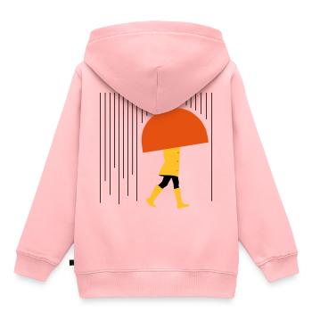 Homme sous la pluie - minime - Sweat Premium à capuche enfant bio - rose - Dos - AI Model Kid Female (0cm)